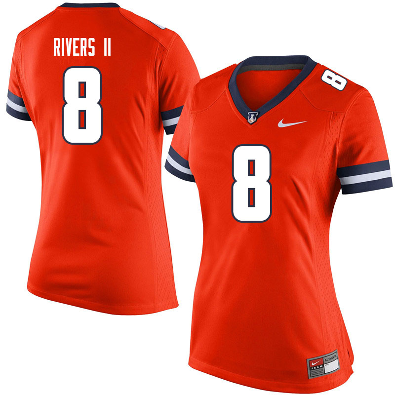 Women #8 M.J. Rivers II Illinois Fighting Illini College Football Jerseys Sale-Orange